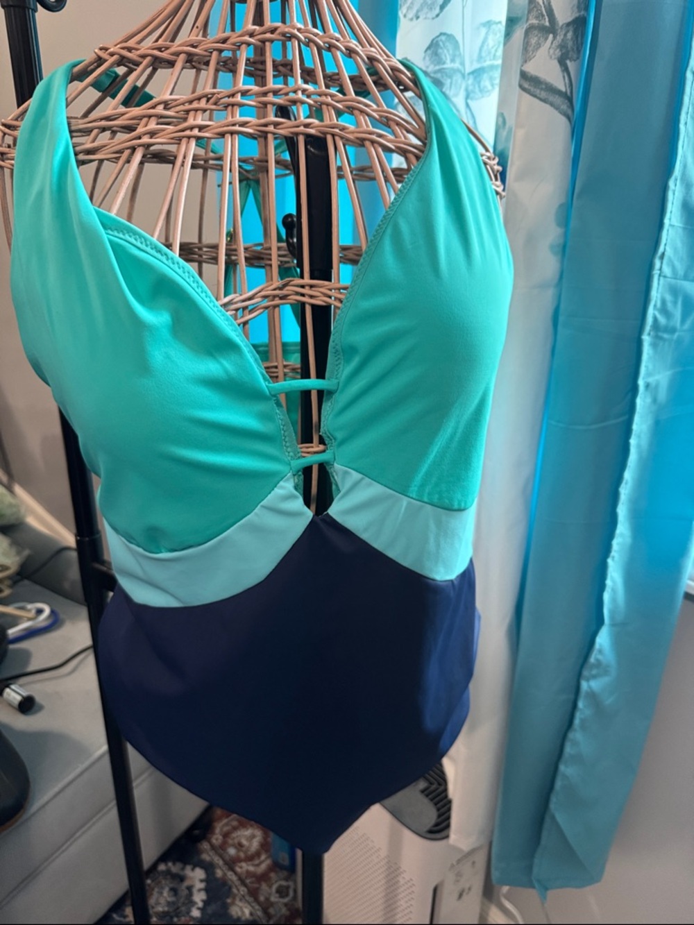 Swimsuits For All Teal and Navy One Piece